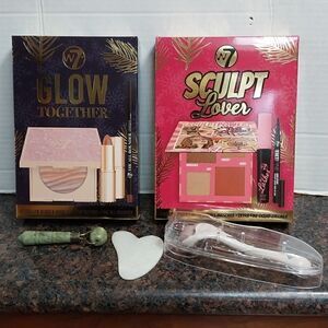 2 New Boxes of W7  Cosmetics and 3 Almost New Facial Accessories..